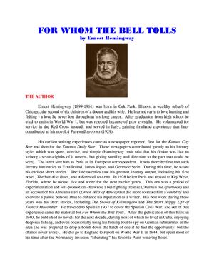 دانلود کتاب For Whom The Bell Tools by Ernest Hemingway: A Critical Essay