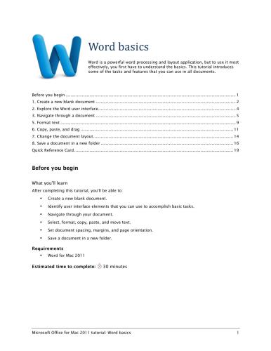دانلود کتاب Microsoft Office for Mac 2011 Tutorial: Word Basics