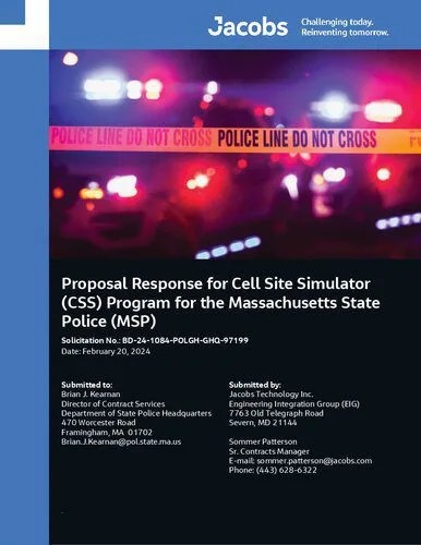 دانلود نسخه کامل کتاب Proposal Response for Cell-Site Simulator (CSS) Program for the Massachusetts State Police (MSP)