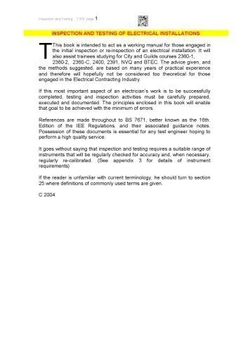 دانلود نسخه کامل کتاب Inspection And Testing Of Electrical Installations
