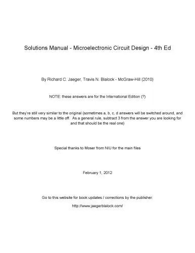 دانلود نسخه کامل کتاب Solution Manual – Microelectronic Circuit Design – 4th Edition