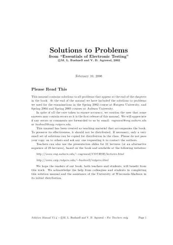 دانلود نسخه کامل کتاب Solutions to Problems from Essentials of Electronic Testing