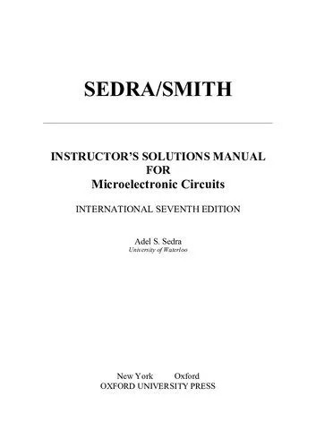 دانلود نسخه کامل کتاب Instructor’s Solutions Manual for Microelectronic Circuits, International Seventh Edition