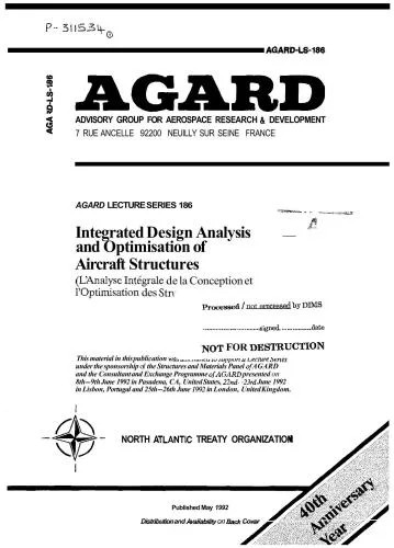 دانلود نسخه کامل کتاب AGARD. Integrated Design Analysis and Optimisation of Aircraft Structures