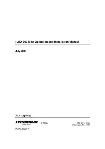 دانلود نسخه کامل کتاب Lycoming IO-360-M1A Operation and Installation Manual