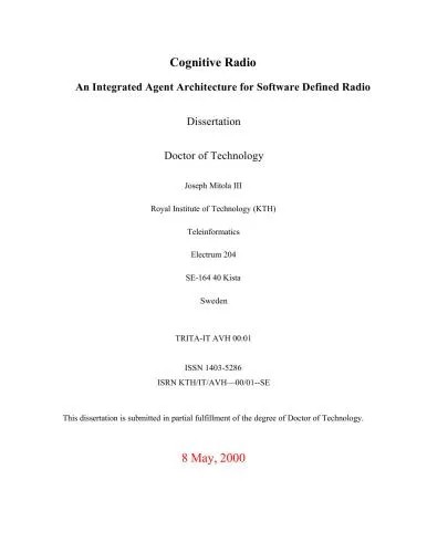 دانلود نسخه کامل کتاب Cognitive Radio: An Integrated Agent Architecture for Software Defined Radio
