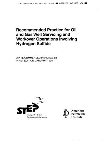 دانلود نسخه کامل کتاب API RP 68 1st Ed. Jan. 1998 – Recommended Practice for Oil and Gas Servicing and Workover Operations Involving Hydrogen Sulfide