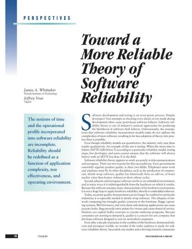 دانلود نسخه کامل کتاب Toward a More Reliable Theory of Software Reliability