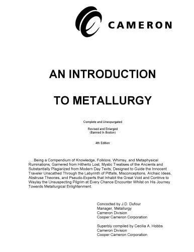 دانلود نسخه کامل کتاب An Introduction to Metallurgy