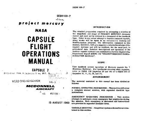 دانلود نسخه کامل کتاب Project Mercury Capsule Flight Operations Manual (Capsule 7)