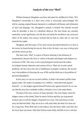 دانلود نسخه کامل کتاب Analysis of the text Red William Somerset Maugham