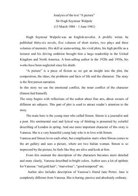 دانلود نسخه کامل کتاب Analysis of the text A picture Sir Hugh Seymour Walpole