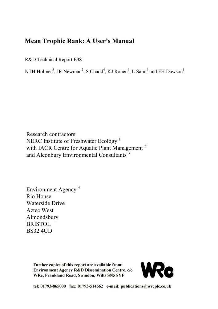 دانلود نسخه کامل کتاب Mean Trophic Rank : a user’s manual.