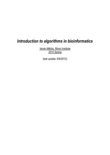 دانلود نسخه کامل کتاب Introduction to algorithms in bioinformatics