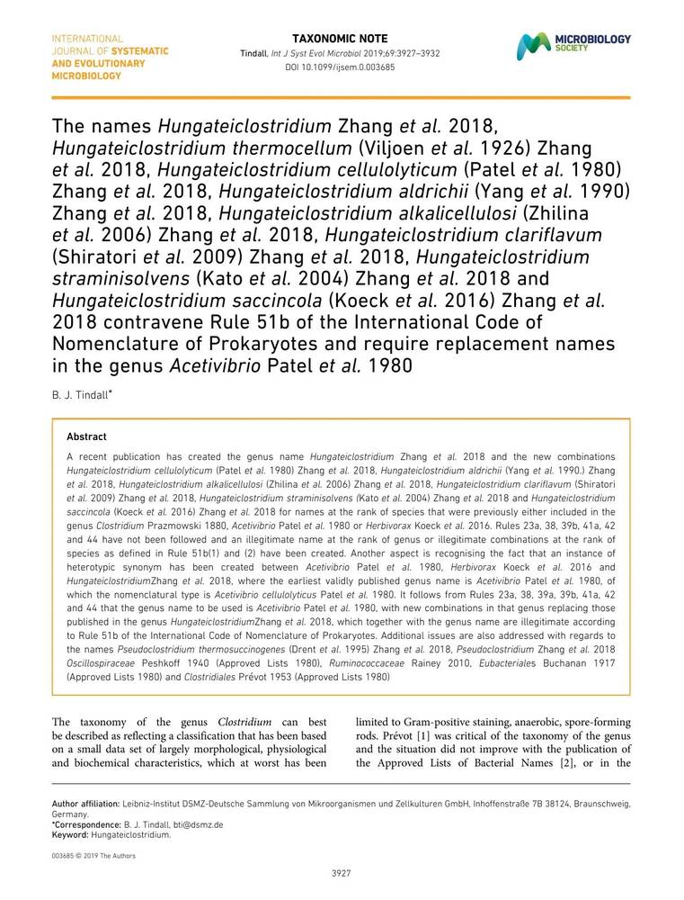 دانلود نسخه کامل کتاب The names Hungateiclostridium Zhang et al. 2018, Hungateiclostridium thermocellum (Viljoen et al. 1926) Zhang et al. 2018, Hungateiclostridium cellulolyticum (Patel et al. 1980) Zhang et al. 2018, Hungateiclostridium aldrichii (Yang et al. 1990) Zhang et al. 2018, Hungateiclostridium alkalicellulosi (Zhilina et al. 2006) Zhang et al. 2018, Hungateiclostridium clariflavum (Shiratori et al. 2009) Zhang et al. 2018, Hungateiclostridium straminisolvens (Kato et al. 2004) Zhang et al. 2018 and Hungat