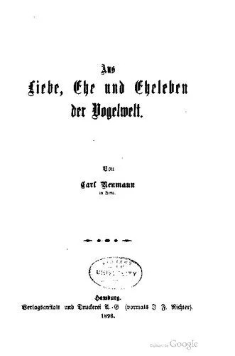 دانلود نسخه کامل کتاب Aus Liebe, Ehe und Eheleben der Vogelwelt