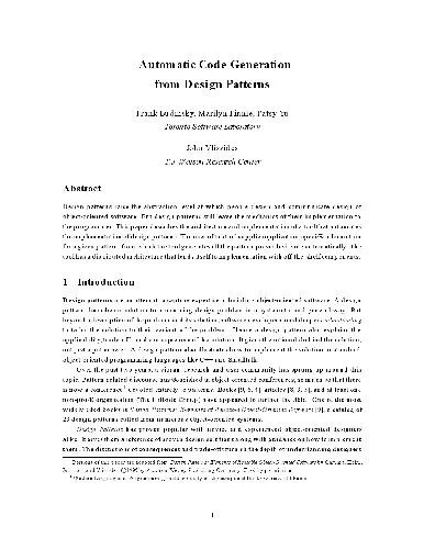 دانلود نسخه کامل کتاب Automatic code generation from design patterns