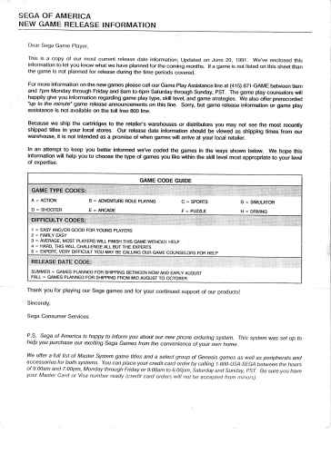 دانلود نسخه کامل کتاب Sega of America – New Game Release Information