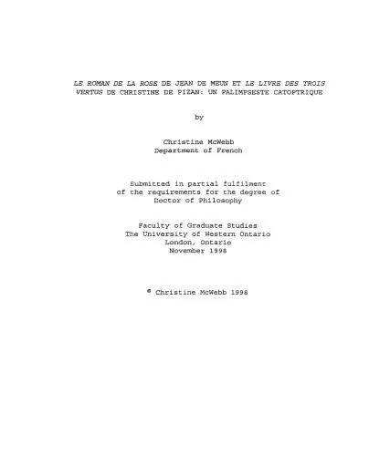 دانلود نسخه کامل کتاب Le roman de la rose de Jean de Meun et Le livre des trois vertus de Christine de Pizan : un palimpseste catoptrique.