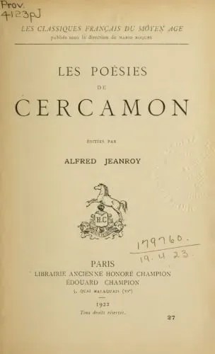 دانلود نسخه کامل کتاب Les poésies de Cercamon