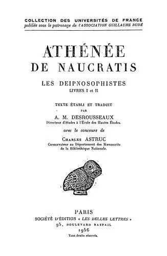 دانلود نسخه کامل کتاب Athénée de Naucratis: Les Deipnosophistes, Livres I et II