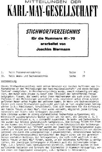 دانلود نسخه کامل کتاب Stichwortverzeichnis für die Nummern 61-70 der Mitteilungen der KMG