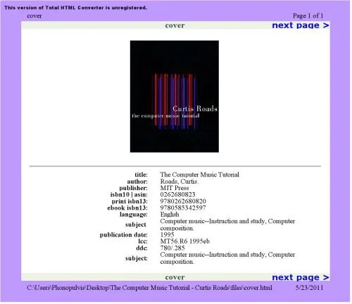 دانلود نسخه کامل کتاب The computer music tutorial