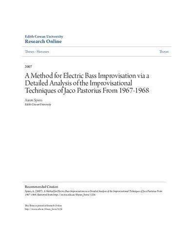 دانلود نسخه کامل کتاب A Method for Electric Bass Improvisation via a Detailed Analysis of the Improvisational Techniques of Jaco Pastorius From 1967-1968
