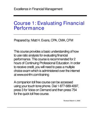 دانلود نسخه کامل کتاب Excellence in Financial Management – Evaluating Financial Performance