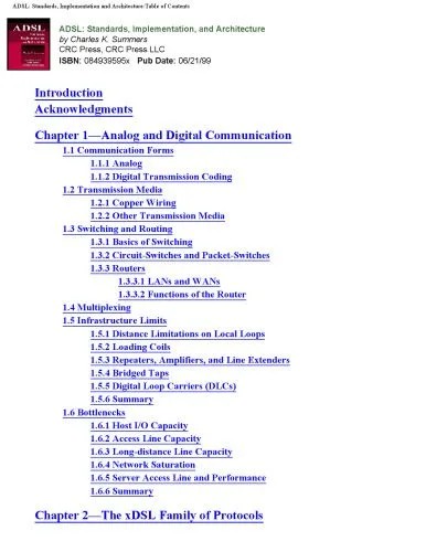 دانلود نسخه کامل کتاب ADSL: Standards, Implementation, and Architecture