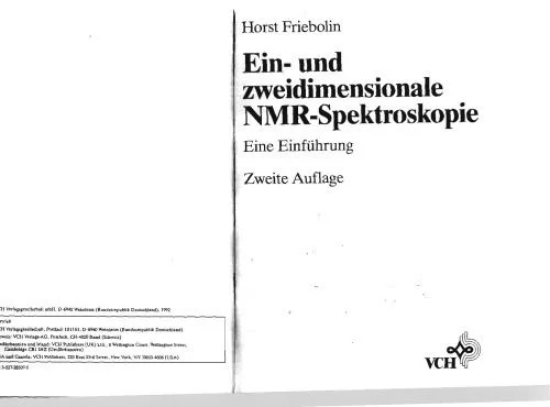 دانلود نسخه کامل کتاب Ein- und zweidimensionale NMR-Spektroskopie : eine Einführung