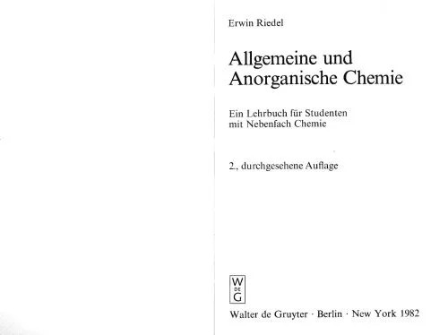 دانلود نسخه کامل کتاب Allgemeine und Anorganische Chemie. Ein Lehrbuch fur Studenten mit Nebenfach Chemie 2. Auflage