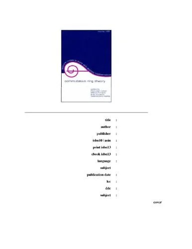 دانلود نسخه کامل کتاب Commutative ring theory: proceedings of the II international conference