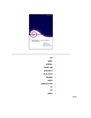 دانلود نسخه کامل کتاب Advances in commutative ring theory: proceedings of the Third International Conference on Commutative Ring Theory in Fez, Morocco