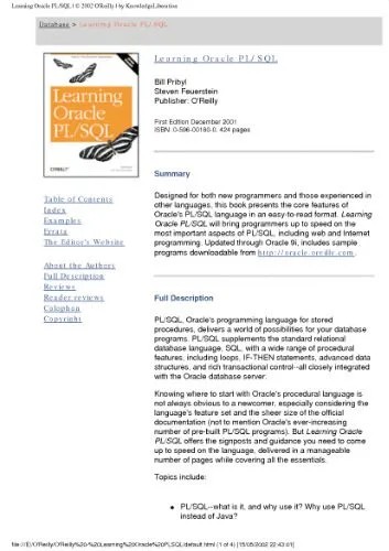 دانلود نسخه کامل کتاب Learning Oracle PL SQL