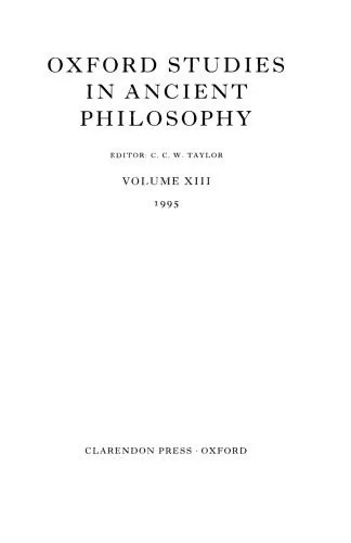 دانلود نسخه کامل کتاب Oxford Studies in Ancient Philosophy: Volume XIII: 1995 (Oxford Studies in Ancient Philosophy)