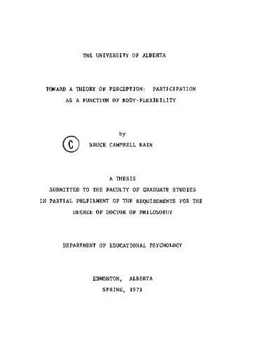 دانلود نسخه کامل کتاب Toward a theory of perception: Participation as a function of body-flexibility