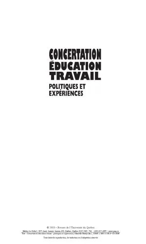 دانلود نسخه کامل کتاب Concertation, education, travail : Politiques et experiences