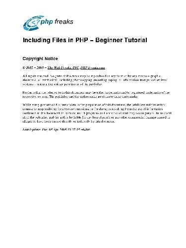 دانلود نسخه کامل کتاب Including Files in PHP Beginner Tutorial