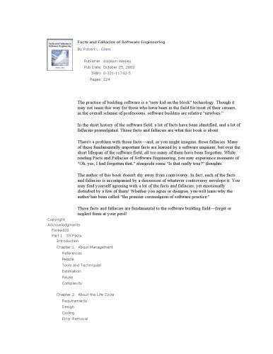 دانلود نسخه کامل کتاب Facts and Fallacies of Software Engineering