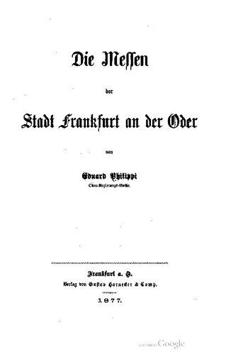 دانلود نسخه کامل کتاب Die Messen der Stadt Frankfurt an der Oder