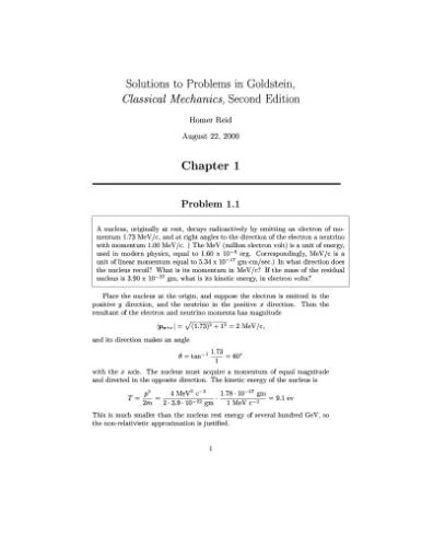 دانلود نسخه کامل کتاب Solutions to Problems in Goldstein, Classical Mechanics, Second Edition