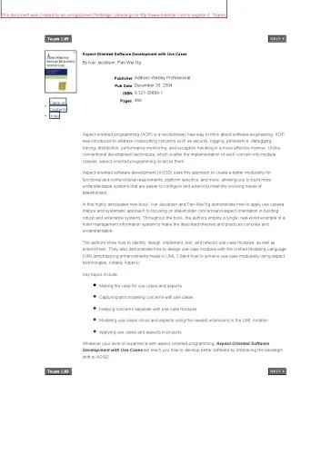 دانلود نسخه کامل کتاب Aspect-Oriented Software Development with Use Cases