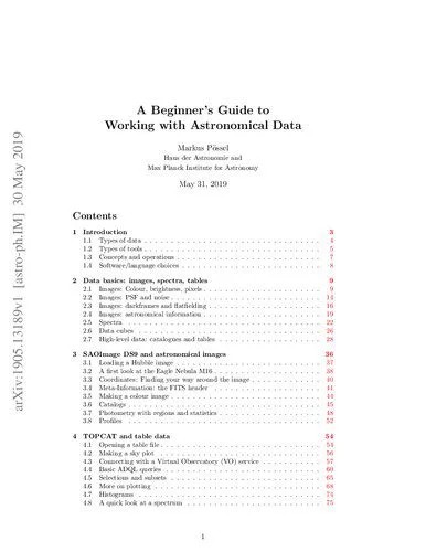 دانلود نسخه کامل کتاب A Beginner’s Guide to Working with Astronomical Data