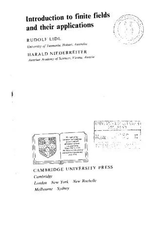 دانلود نسخه کامل کتاب Introduction to Finite Fields and their Applications