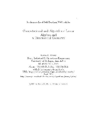 دانلود نسخه کامل کتاب Computational and Algorithmic Linear Algebra and n-Dimensional Geometry