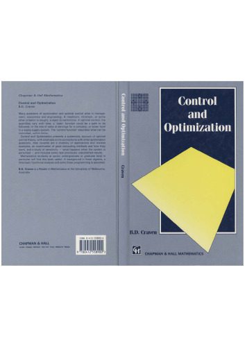 دانلود نسخه کامل کتاب Control and Optimization (Applied Mathematics and Mathematical Computation Series)