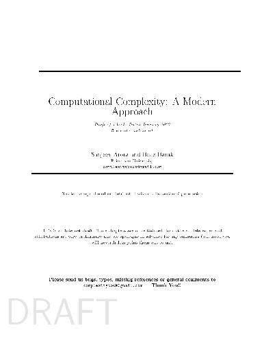 دانلود نسخه کامل کتاب Computational Complexity: A Modern Approach