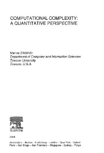 دانلود نسخه کامل کتاب Computational Complexity: A Quantitative Perspective