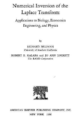 دانلود نسخه کامل کتاب Numerical Inversion of the Laplace Transform: Applications to Biology, Economics Engineering, and Physics